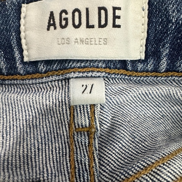 AGOLDE Nico High-Rise Skinny Jeans Blue Bottom Distressed Denim Jeans Size 27 - Picture 6 of 8